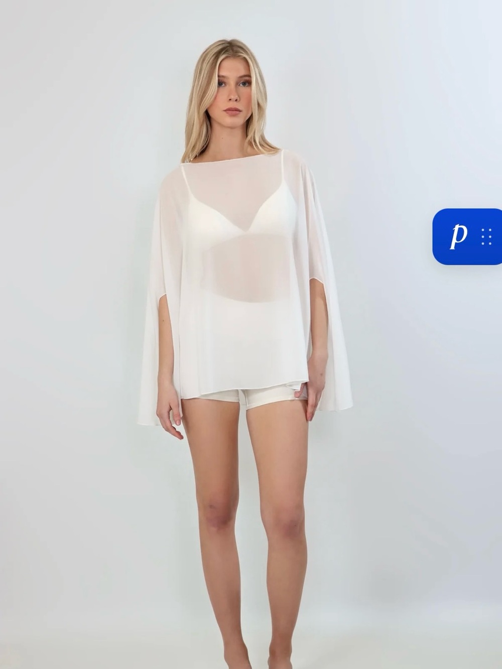 April seven chiffon white poncho